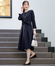 Tiaclasse 【セレモニー・新色追加・洗える】アシメリボンベルトフレアワンピース