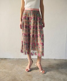 GRACE CONTINENTAL フラワー刺繍チュールスカート