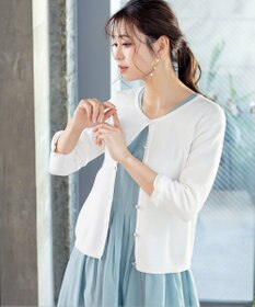 Tiaclasse L 【洗える】ミラノリブ編みが大人上品なリボンニットカーディガン