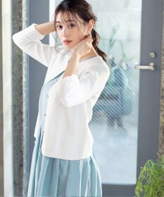 Tiaclasse L 【洗える】ミラノリブ編みが大人上品なリボンニットカーディガン