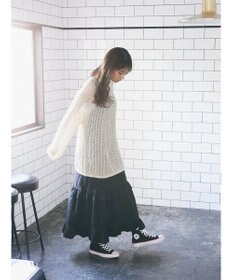 earth music&ecology メッシュ編みニットプルオーバー