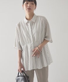 AMERICAN HOLIC 【予約】【接触冷感】ストライプペプラムブラウス
