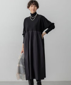 23区 L 【洗える】ギャザーコンビ ニットワンピース