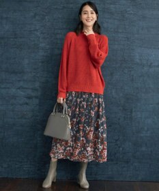 自由区 L 【洗える】オータムダリアプリント スカート