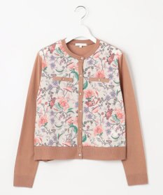 自由区 L 【アンサンブル対応・洗える】マラケシュフラワープリント長袖 カーディガン