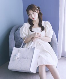 Maison de FLEUR リボンパールプリントマルチポケットトートバッグ