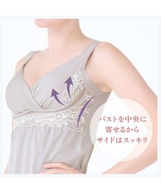 BRADELIS New York 【BRADELIS NewYork peace】綿混キャッチャーカップレースブラスリップ25 ノンワイヤー 補正下着 静電気軽減 インナー カップ付き ブラトップ ワンピース