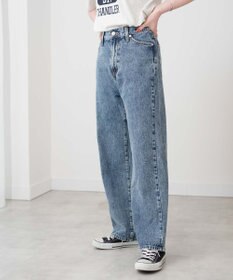 WEGO ウエストフィットワイドストレートデニムパンツ