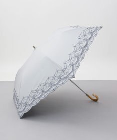 AURORA NINA RICCI （ニナリッチ)  幾何レース風刺しゅう晴雨兼用パラソル（折り畳み・トップフラット傘）