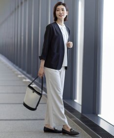 J.PRESS LADIES 【洗える・接触冷感・吸水速乾】ドライリネンストレッチ ワイド パンツ