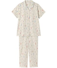 Wing パジャマ 綿100%(本体) 楊柳素材 高島ちぢみ（R） 3Lまで対応 大きいサイズ 5分袖 半袖 長ズボン レディース EP8047 ウイング／ワコール