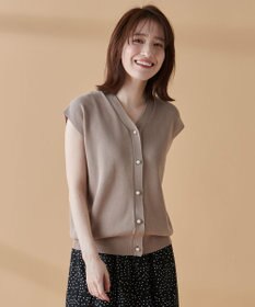 ANY 【洗濯機可】パールポイントフレンチスリーブニット