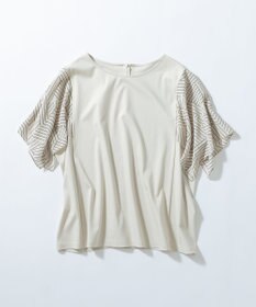 23区 L 【Lサイズ限定/洗える】スカーフプリントコンビ スリーブデザイン カットソー