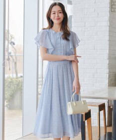 Tiaclasse 【小倉優子さん着用・洗える】フレアスリーブ柄ワンピース