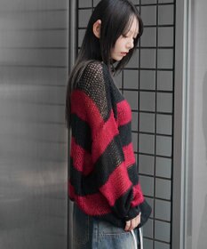 WEGO モヘアタッチボーダーBIGニット
