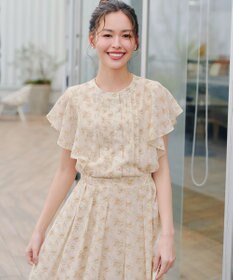 Tiaclasse 【小倉優子さん着用・洗える】フレアスリーブ柄ワンピース