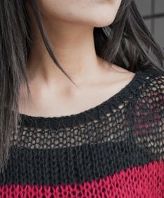 WEGO モヘアタッチボーダーBIGニット