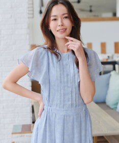 Tiaclasse 【小倉優子さん着用・洗える】フレアスリーブ柄ワンピース