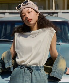 WEGO 【5色3サイズ展開/ユニセックス着用ITEM/洗える/綿100%】スリーブレスコットンT