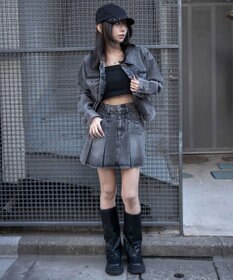WEGO デニムプリーツミニスカート