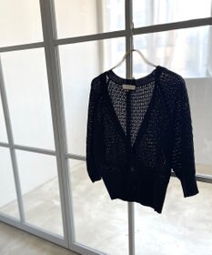 Feroux 【洗える】透かし編み カーディガン