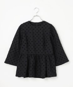#Newans 【洗濯機可】ジャガ―ドドットペプラムブラウス