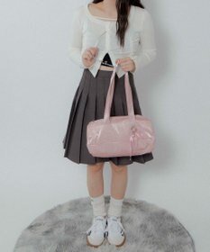 WEGO サテンリボンチャーム付きボストンバッグ