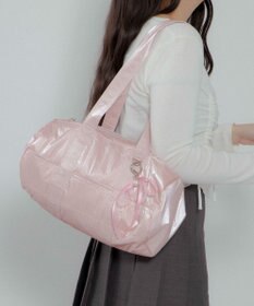 WEGO サテンリボンチャーム付きボストンバッグ