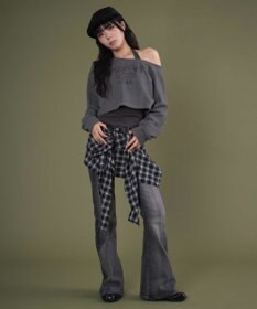 WEGO フェイクスリーブフレアデニム