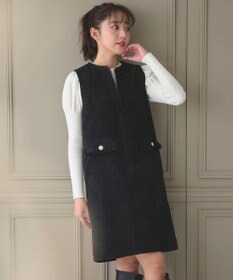 Feroux 【洗える】キーネックミディ ジャンスカ