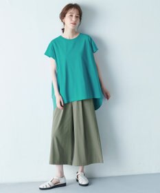 ANY L 【吸水速乾/シワになりにくい/アンチピリング】バックフレアフレンチスリーブカットソー