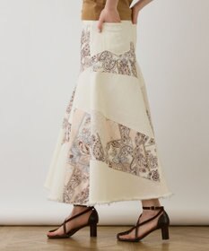 GRACE CONTINENTAL スカーフコンビデニムスカート