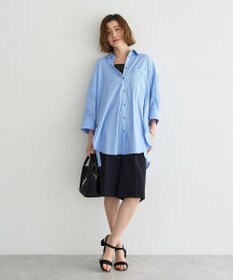 YECCA VECCA リブMIXストライプオーバーシャツ