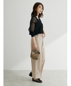 Green Parks 綿麻混イージーワイドパンツ