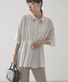 AMERICAN HOLIC 【予約】【接触冷感】ストライプペプラムブラウス