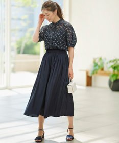 組曲 【WEB限定】フラワーボーダージャカードプリント ブラウス