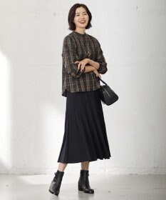 J.PRESS LADIES L 【洗える】パウダリージャージー ランダムプリーツ スカート