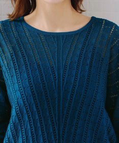 Tiaclasse 【洗える】透かし編みドルマンニットトップス