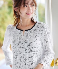 Tiaclasse 【洗える】大人上品な配色ピンタックブラウス