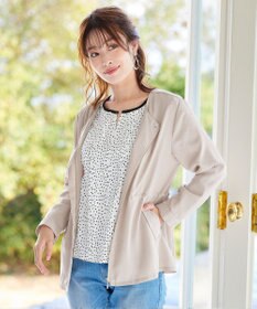 Tiaclasse 【洗える】大人上品な配色ピンタックブラウス