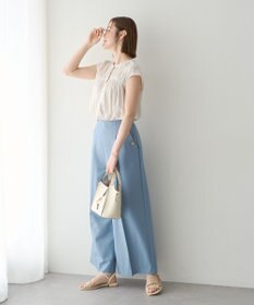 YECCA VECCA <<接触冷感>>フレンチスリーブギャザーブラウス