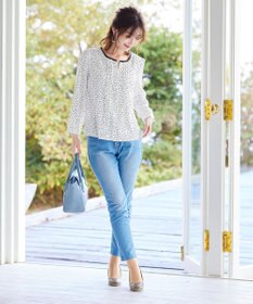 Tiaclasse 【洗える】大人上品な配色ピンタックブラウス