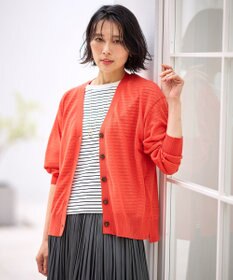 ANY L 【洗濯機可/接触冷感/アンチピリング】シアーニットVネックカーディガン