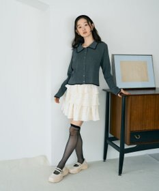 earth music&ecology バイカラートリムニットカーディガン