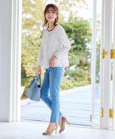 Tiaclasse 【洗える】大人上品な配色ピンタックブラウス