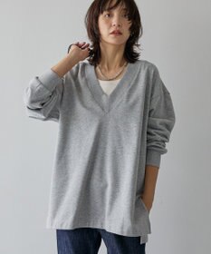 AMERICAN HOLIC Vネックサイドスリットロングスウェットプルオーバー/チュニック