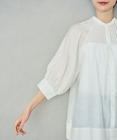 #Newans 【金子綾さんインスタライブご紹介アイテム】（前後着用可能）ピンタックシアーブラウス