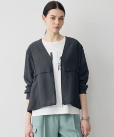ICB 【WEB限定カラーあり】 リヨセルナイロンワッシャー Vネックブルゾン チャコール