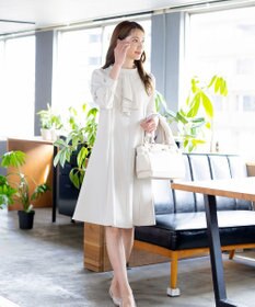 Tiaclasse L 【ダブルクロス】【洗える】フリルドレープワンピース