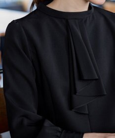 Tiaclasse L 【ダブルクロス】【洗える】フリルドレープワンピース